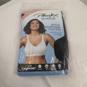 Playtex 18 Hour Bra Active Breathable Comfort Cooling Black Size 40C #4159